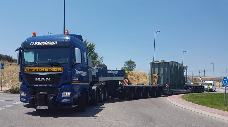Transport of a machine from Germany to Madrid with 4.35 meters of height and 116 trns of weight